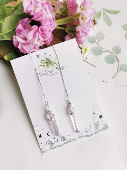 Lavender Quartz Threader Earrings