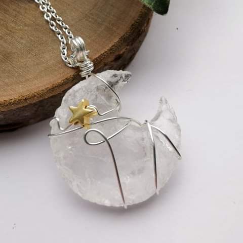 Clear Quartz Moon Necklace